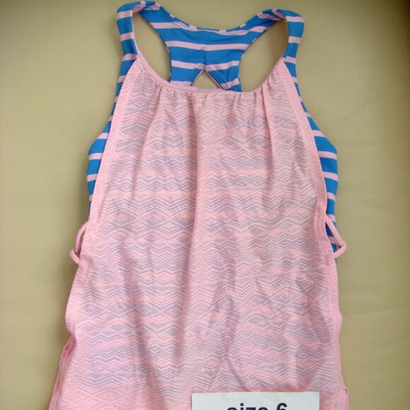 Ivivva Girl by Lululemon Twist And Flow Tank Top Double layer pink blue size 6 - Picture 1 of 2